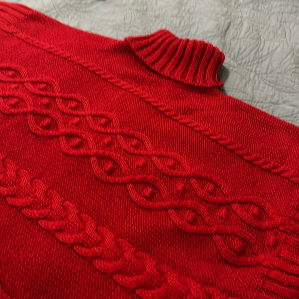 Red Turtleneck Poncho -Size M/L